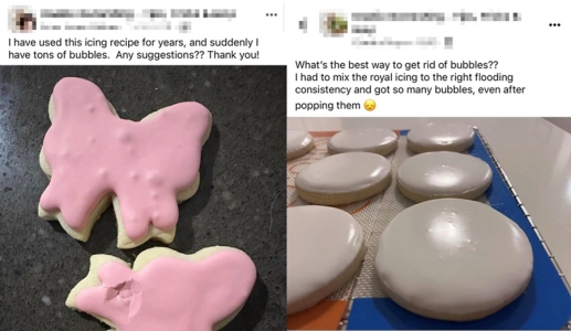 Air bubbles incorporated into icing